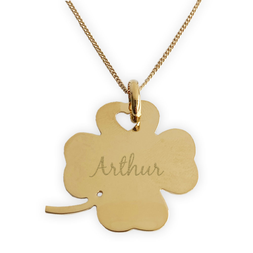 Pendentif Trèfle Porte-bonheur En Or 18 Carats Avec Turquoise - Bijou Vintage Occasion Très Bon état